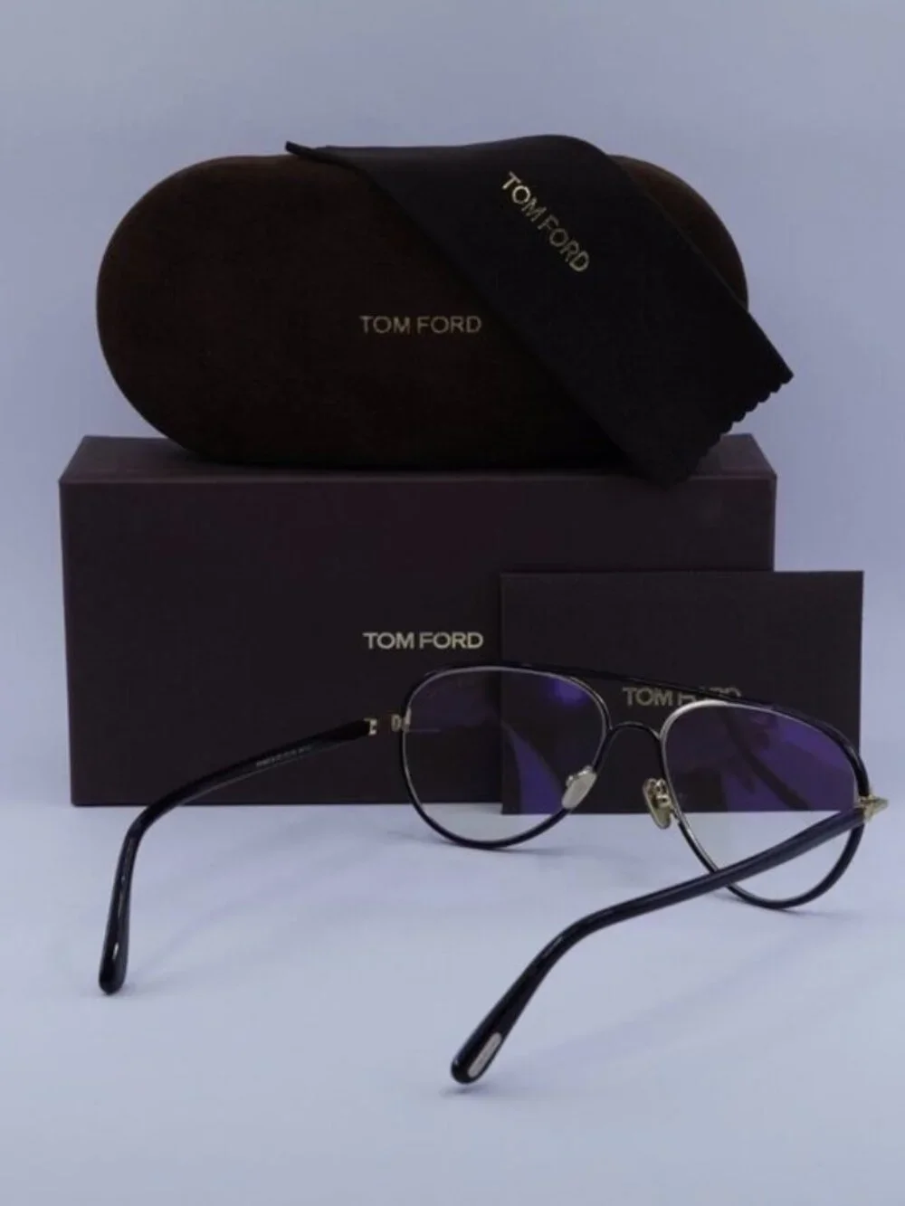 Tom Ford FT5897-B 001 Aviator Eyeglasses 57mm – Black / Blue Light Block